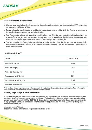 Imagem 3 de 3 de Oleo Cambio Automático Cvt Lubrax Kit Com 8 Oleos Sintetico