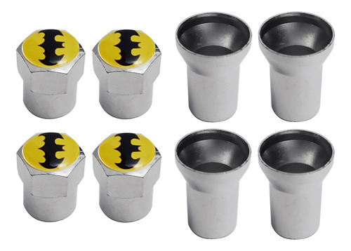 Kit 4 Tapones De Válvula Batman Con Casquillo Cromado