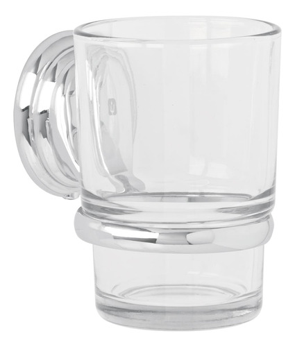 Portavaso Cepillero Cromo Con Vaso De Vidrio, Foset Aqua