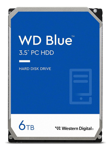 Western Digital Disco Rígido Interno Wd Blue Pc 6tb - 5400 Rpm, Sata 6 Gb/s, 256 Mb De Cache, 3,5 - Wd60ezaz
