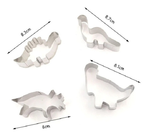 Dinosaurio Cortador De Galleta En Acero Inoxidable X 4 Und.