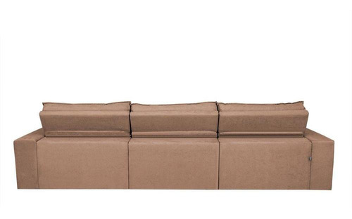 Sofá Cairo 4,12m Retrátil, Reclinável Tecido Suede Castor Cama inBox