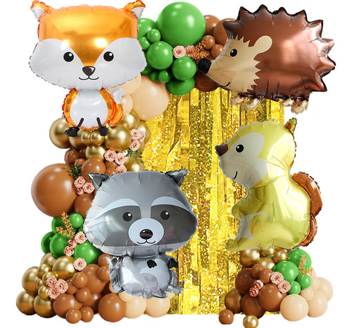 50 Art Animales Bosque Ardilla Mapache Zorro Erizo Deco502 Color Cortina Dorada Animales Del Bosque