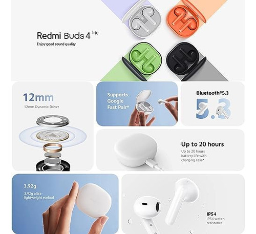 Xiaomi Redmi Buds 4 Lite: Auriculares Tws Inalámbricos 53 A