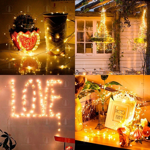 Alambre Luces Led 10 Metros Calido Exterior 220v Navidad