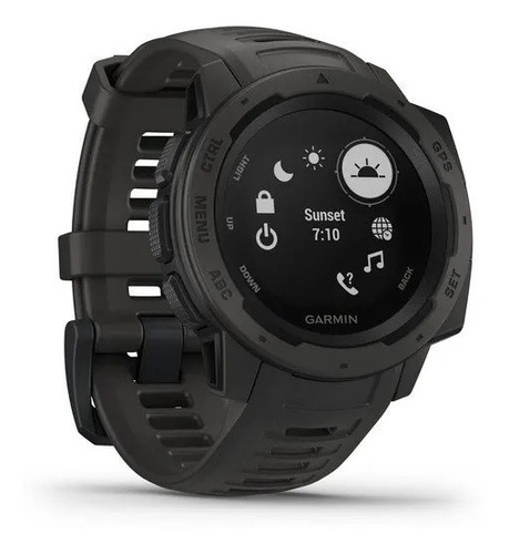 Smartwatch Garmin Instinct Estándar 0.9" caja 45mm de polímero reforzado con fibra graphite, malla graphite de silicona y bisel graphite de polímero reforzado con fibra