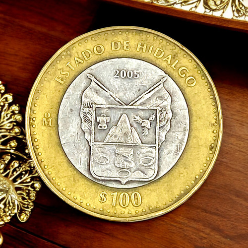 Moneda Bimetalica 100 Pesos Estado Hidalgo Fase 1 Año 2005 (Usado)