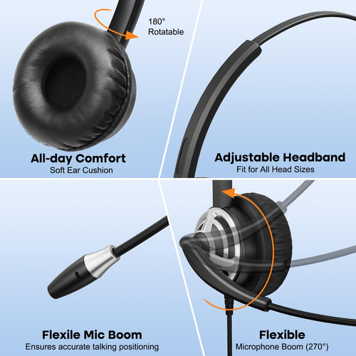 Auriculares Usb Mkj Con Micrófono Para Pc Portátil, Cancelac