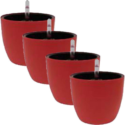 Kit 4 Vasos Autoirrigáveis Botanique Redondo Vermelho - Japi