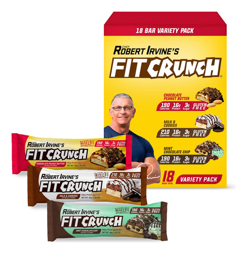 Protein Bars Fit Crunch Snack, Paquete Variado De 18 Unidade