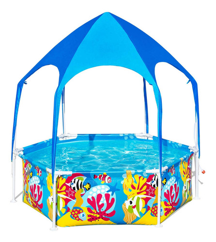 Imagen 2 de 7 de Piscina Bestway Estructural Infantil 930 L C/toldo Uv El Rey