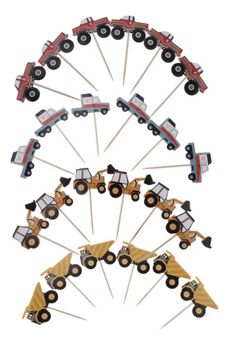 Imagen 2 de 10 de 24x Car Cake Topper Niños Cumpleaños Cupcake Cake Picks