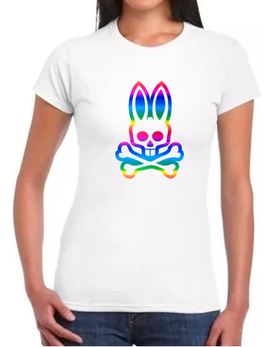 Franela Para Damas Estampada Diseño Bunny Colores Arcoiris