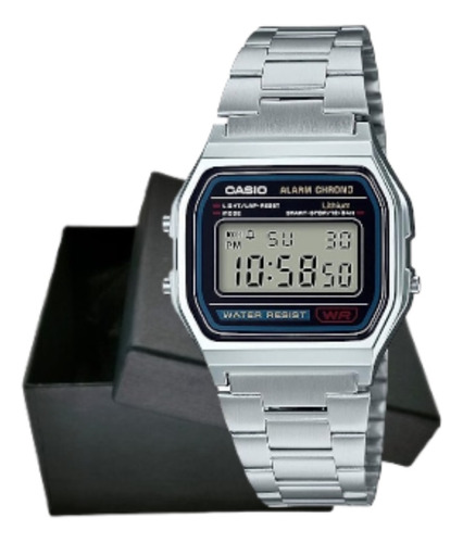 Relógio Casio Unissex Digital A158wa-1df Vintage Prateado 