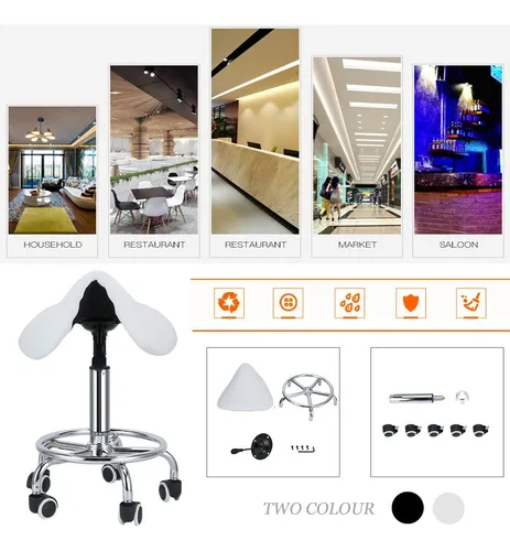 Taburete Giratorio Para Salón De Belleza Con Respaldo Ajusta