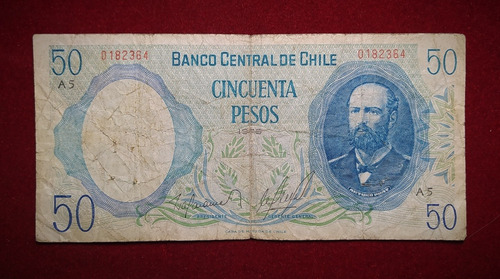 Billete 50 Pesos Chile 1975 Pick 151 A.1 Arturo Prat 