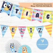 Comprar Kit Imprimible Decoración Candy Bar Bluey Texto Editable
