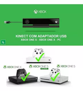 Sensor Kinect Prime Xbox One X E S Pc Note Com Fonte E Cabo