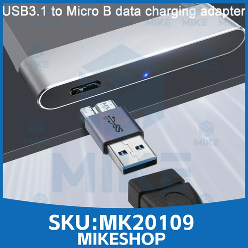 Adaptador Usb Micro-b A Usb-a 3.1 Para Disco Duro Externo Gris