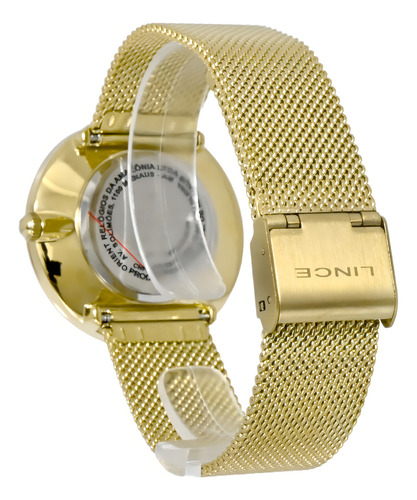 Kit Relogio Lince Feminino Dourado Porta Joia Lrgh229l36