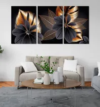 Comprar Set Cuadros Hojas Doradas Canvas Decorativos Modernos Minima