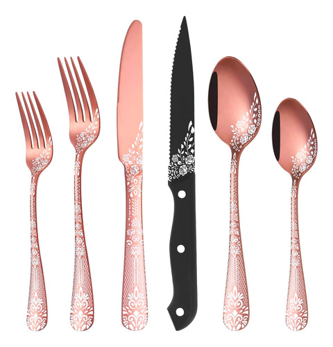 Juego De Cubiertos De Oro Rosa Para 4 Personas 24 Piezas