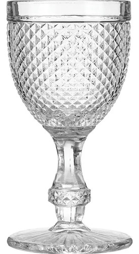 Jogo C/6 Taças Jantar Imperial Vidro Champagne Festa Glass Vinho Cristal 300ml Casa Laura Enxovais