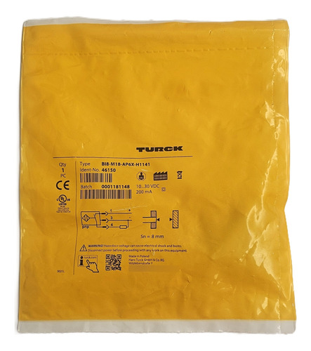 Turck Bi8-m18-ap6x-h1141 Sensor M18 Pnp 10-30vdc