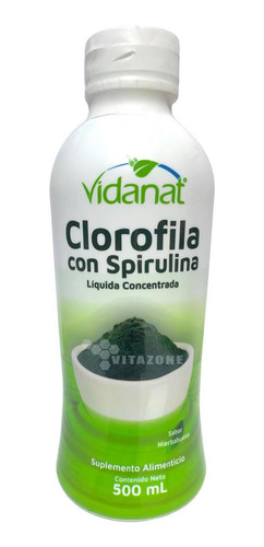 Imagen 1 de 4 de Clorofila Líquida Con Spirulina Hierbabuena 500 Ml Vidanat