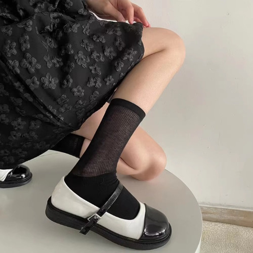 2 Pares De Calcetines Finos A Media Pantorrilla De Algodón T
