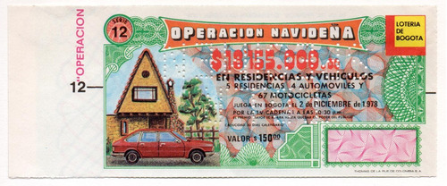 Lotería De Bogotá Operación Navideña 1978