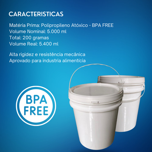 Balde Para Comprar No Rj 5 Litros Com Tampa-2 Pçs