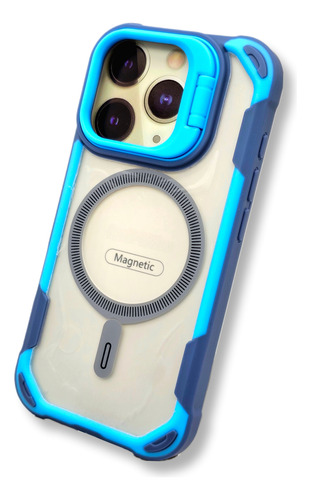 Funda Para Iphone 16 Pro Max Incluye Protector De Pantalla Azul Acero Bracket Case