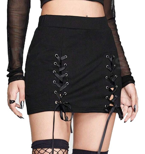 Mini Falda Detalle Enlazados  Y2k Grunge Punk Goth Aesthetic