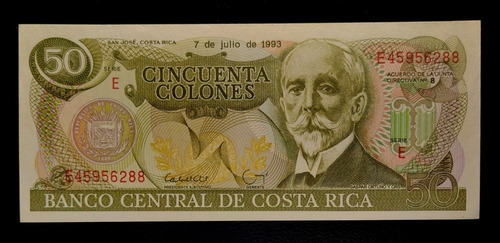 Costa Rica Billete 50 Colones 1993 Sc Pick 257