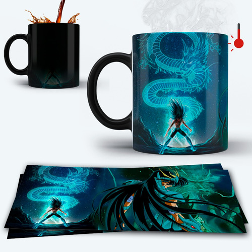 Taza Magica Shiryu Libra 325 Ml Caballeros Del Zodiaco 