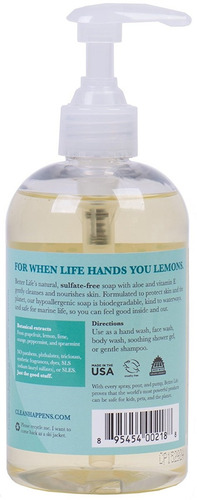 Mejor Vida Natural De La Mano Y Jabones, Citrus Mint, 12 Onz