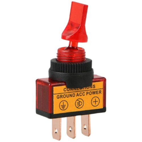 Switche 3 Pin On/off 20a 12v Con Luz Roja Paq. 6 Pcs