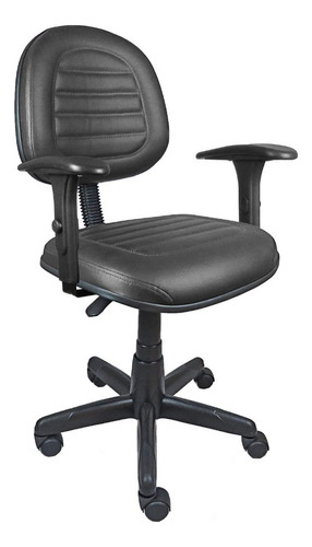 Cadeira de escritório Loja PegaPega Executiva ômega com costura em base giratória com braço regulável  cinza com estofado de couro sintético