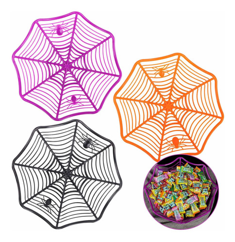 Figoal 3 Pack Halloween Spider Web Basket Spider Plastic Can