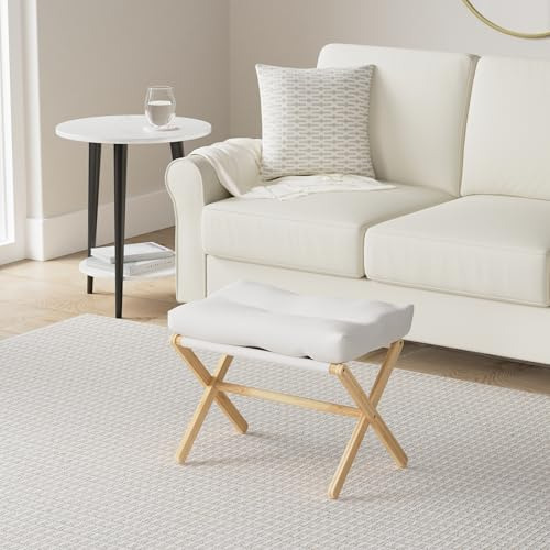 Taburete Plegable Reposapiés Otomano Madera Banco Zapatos Sa