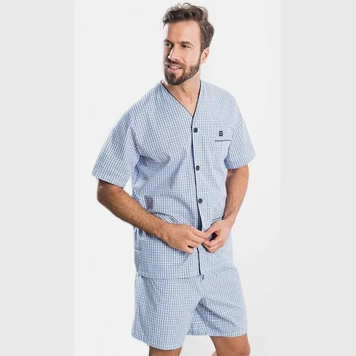 Pijama Hombre Camisero Grande Verano Algod n Abotonado