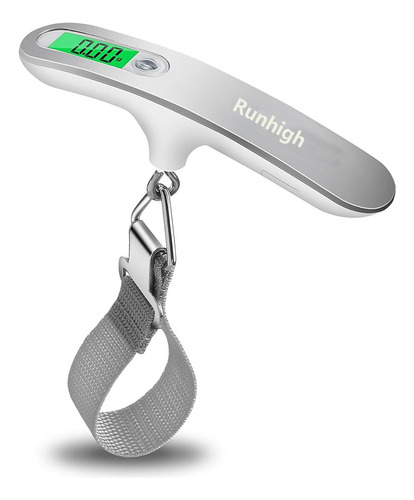 Báscula Digital Portátil Runhigh Para Maletas 50kg, Básculas De Equipaje Con 4 Unidades (oz/lb/kg/g) Con Pilas, Peso Equipaje De Viaje - Blanco