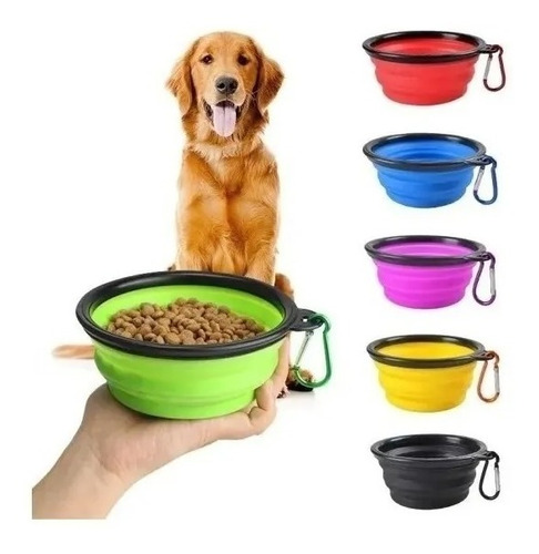Bowl Plegable Para Mascotas Comida Agua Perro
