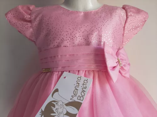 Vestido Bebê Rosa Pérolas Princesa Menina Bonita, Casamento