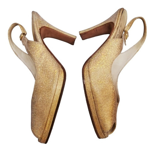 Zapatos Stilleto Dorado Brillo 38 Fiesta (leer Desc)-