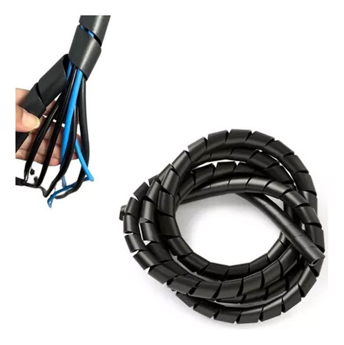 Organizador Esconde Fios Cabos Espiral 10mm 2mts 1/2 Cor Preto