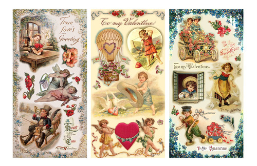 Decoupage Pack Papel 12 hoja A4 8 X11  St San Valentin Amor