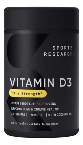 Vitamina D3 (5,000 Iu/125 Mcg) Con Aceite De Coco,vegano