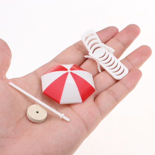 5 Conjunto De Miniatura Sombrilla Y Silla De Playa